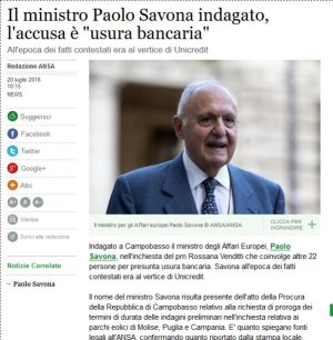 Il ministro Paolo Savona indagato  l accusa è  usura bancaria    Politica   ANSA.it.jpg